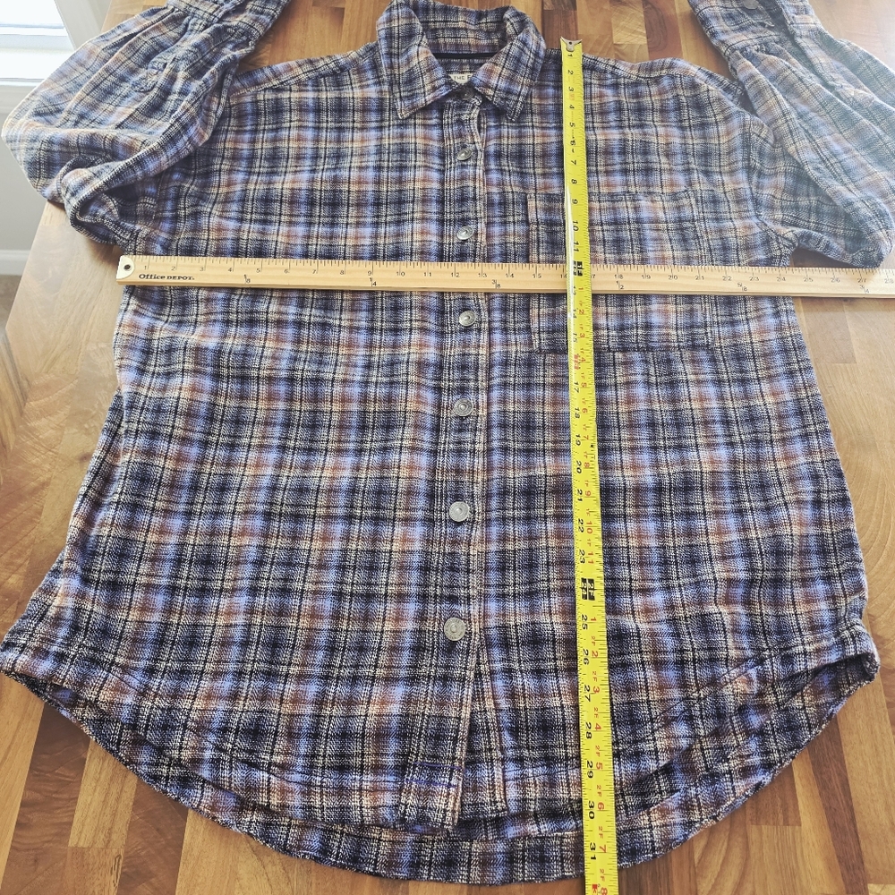 Free People Ashley Plaid Oversized Shirt Size Medium - Picture 8 of 10